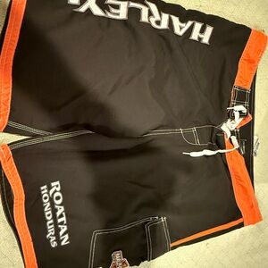 Harley-Davidson Black and Orange Board Shorts
